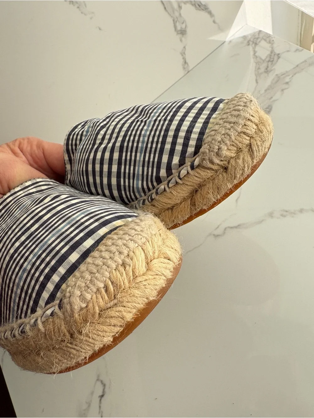 J. Crew sz 7 Classic Striped Plaid Espadrilles Jute made in Spain